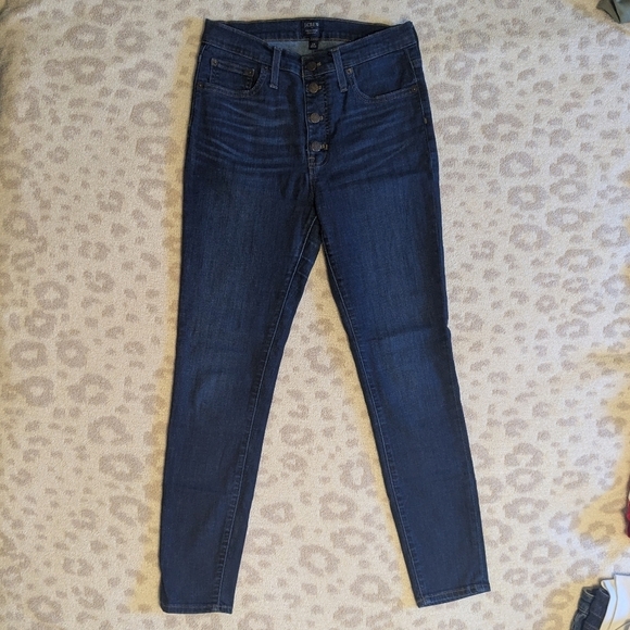 J. Crew Denim - J. Crew High Rise Skinny Jeans Dark Wash Button Fly Stretch Size 28